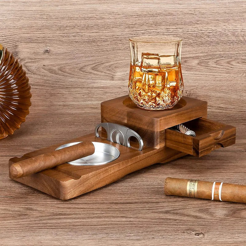 Luxury Cigar Ashtray with Whiskey Holder